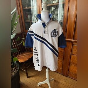 Tommy Hilfiger Mens Polo Shirt in White and Navy